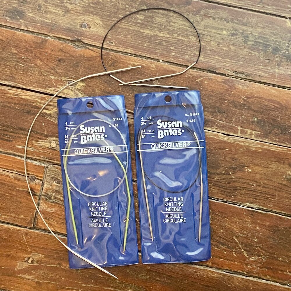 Lot of 4 Susan Bates Circular Quicksilver Knitting Needles 4 US 24 inch